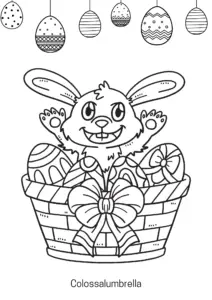 Easter bunny inside egg basket