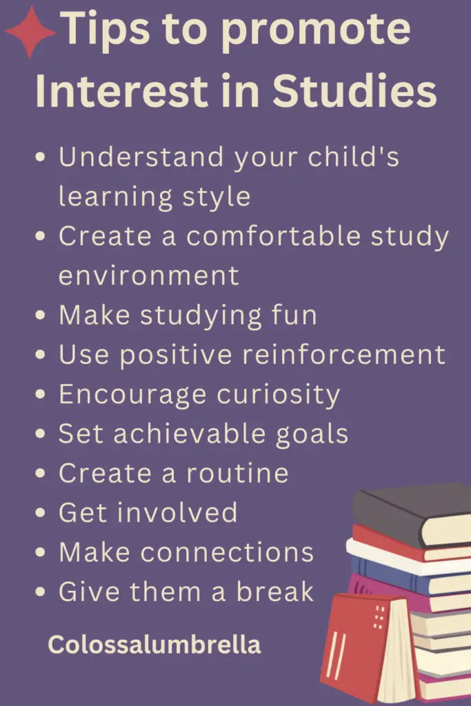 Pin Image for blog post on How to make a child interested in studying by Colossalumbrella